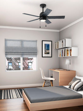 Erling Ceiling Fan, LED Light Kit and Pull Chain, Matte Black, 44"