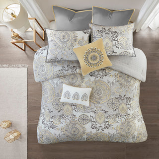 Madison Park Isla 8 Piece Cotton Floral Printed Reversible Comforter Set