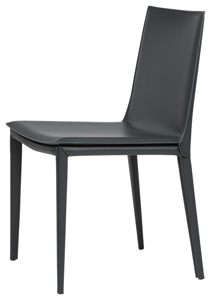 Elite Living Hilton (Set of 2) Modern Leather Upholstered Dining Chair, Gray