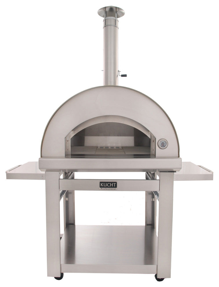 Outdoor Wood Fired Gas Pizza Oven, Silver