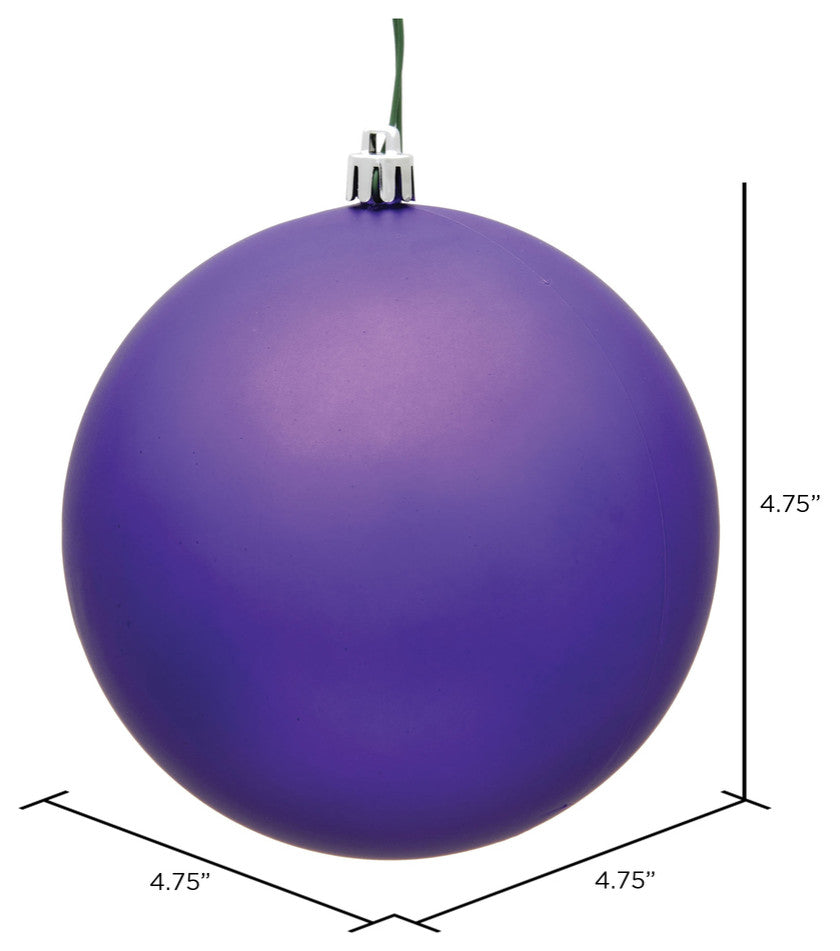 Vickerman 4.75" Purple Matte Ball Ornament, 4 per Bag