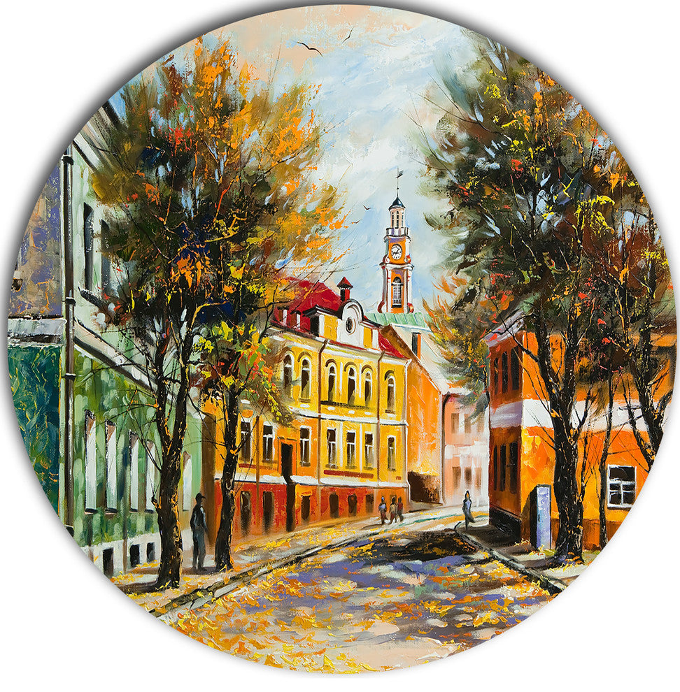 Ancient Vitebsk In Autumn, Landscape Round Wall Art, 23"