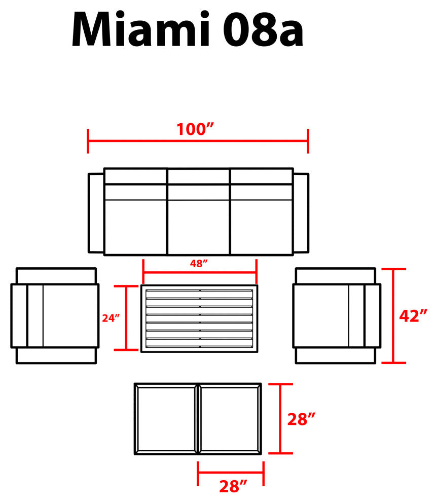 Miami 8 Piece Outdoor Wicker Patio Furniture Set 08a