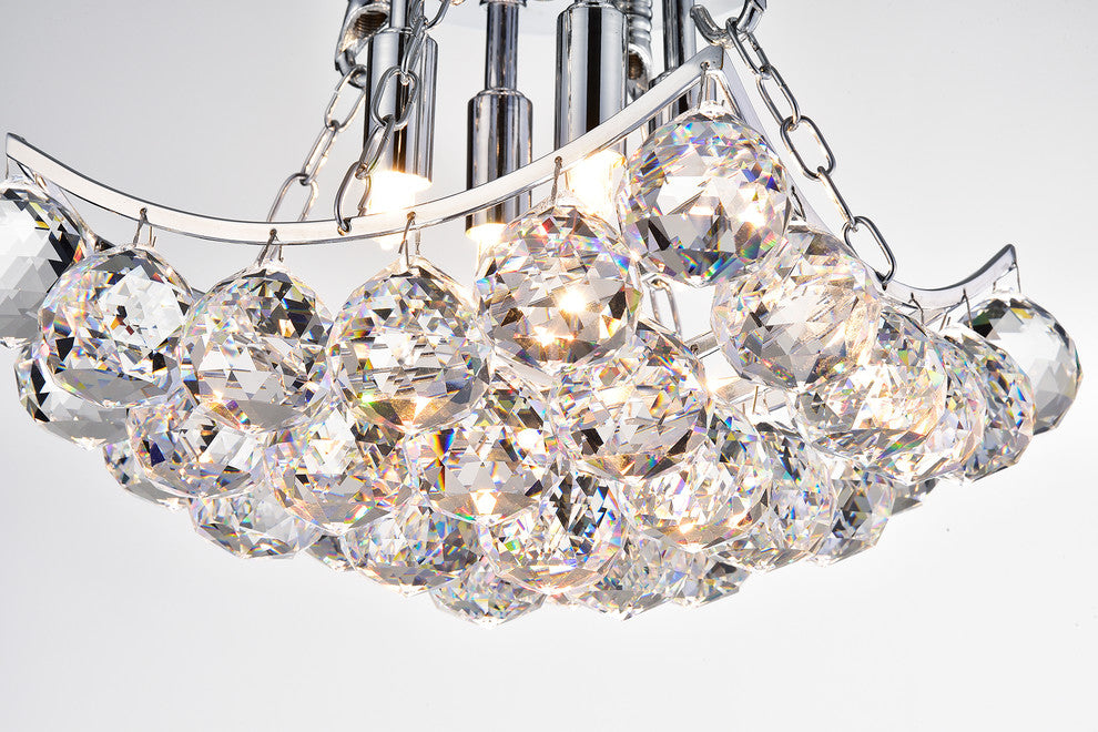 Clarus 4-Light Chrome Finish Crystal Flush Mount Chandelier Ceiling Fixture