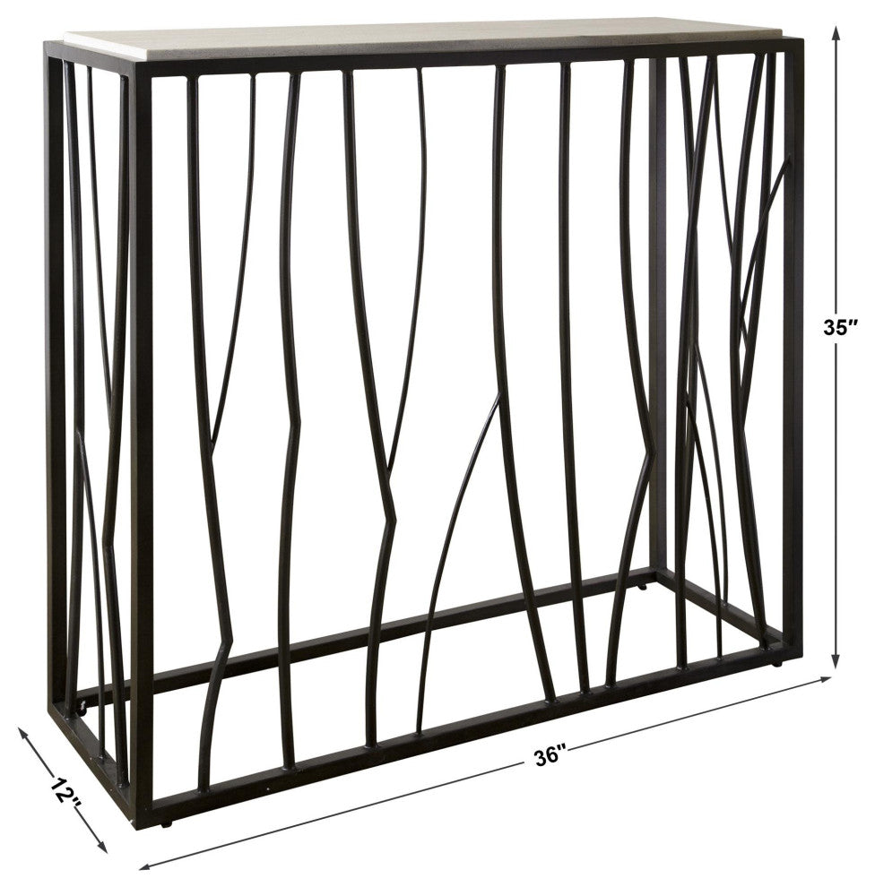 Uttermost 25104 Reed 36"W Metal and Stone Table - Dark Iron / Ivory