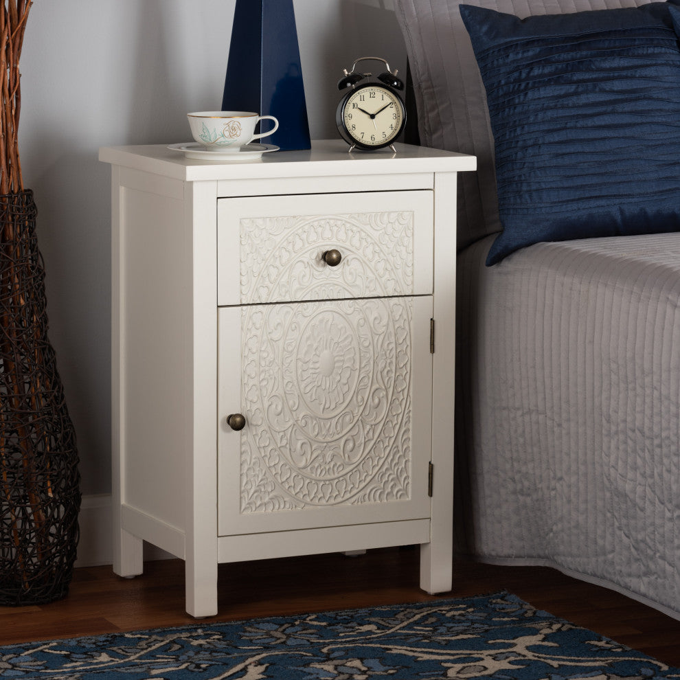 Lambert Classic and Traditional White Finished Wood 1-Drawer Nightstand