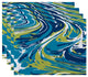 18"x14" Marble Blend, Geometric Print Placemat, Turquoise, Set of 4
