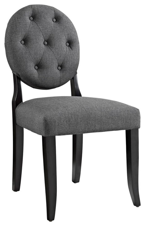 Modern Contemporary Dining Side Chair, Gray Fabric