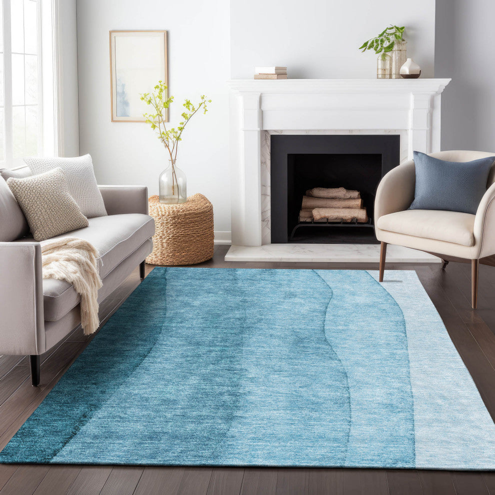 Premium Machine Washable Mayfield AMF690 Teal 3' x 5' Rug