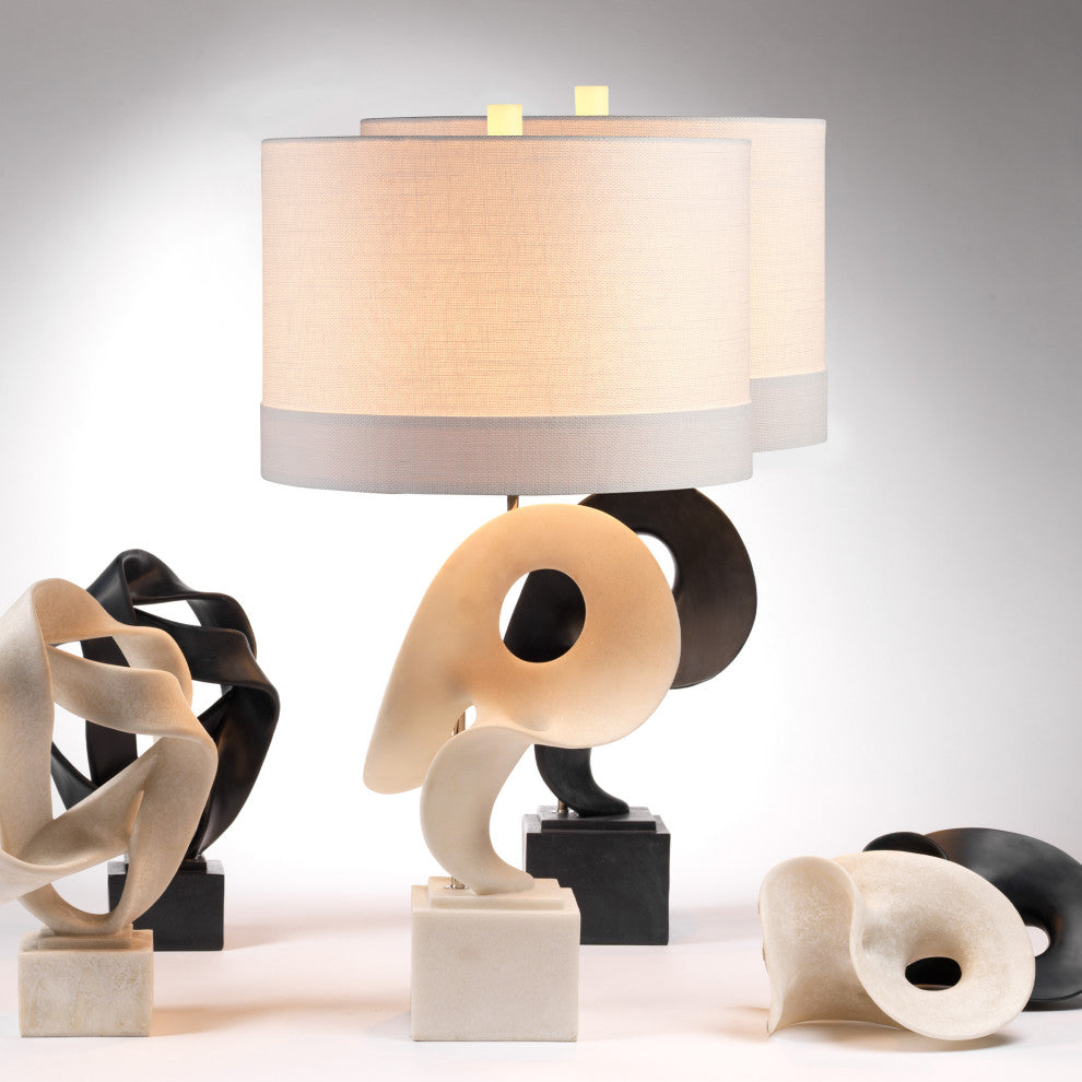 Obscure Table Lamp with Linen Shade, White
