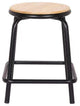 Cora Dining Stool Frosted Black w/Round Natural Ash Wood Seat (Set of 4)