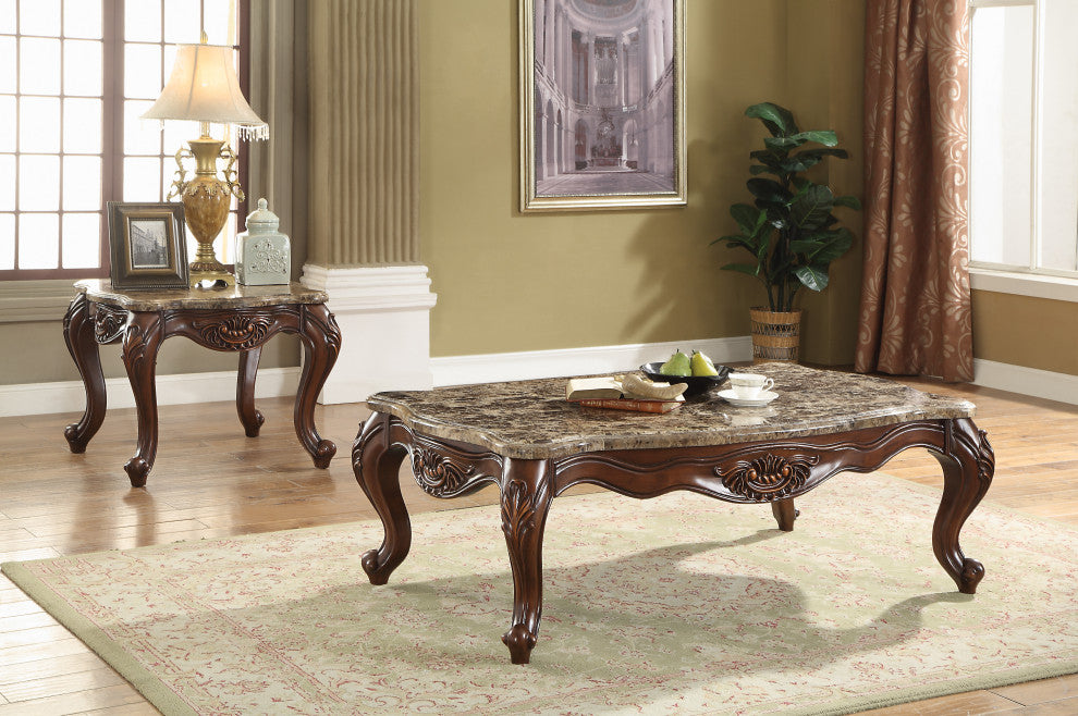 ACME Jardena Coffee Table, Marble and Cherry Oak