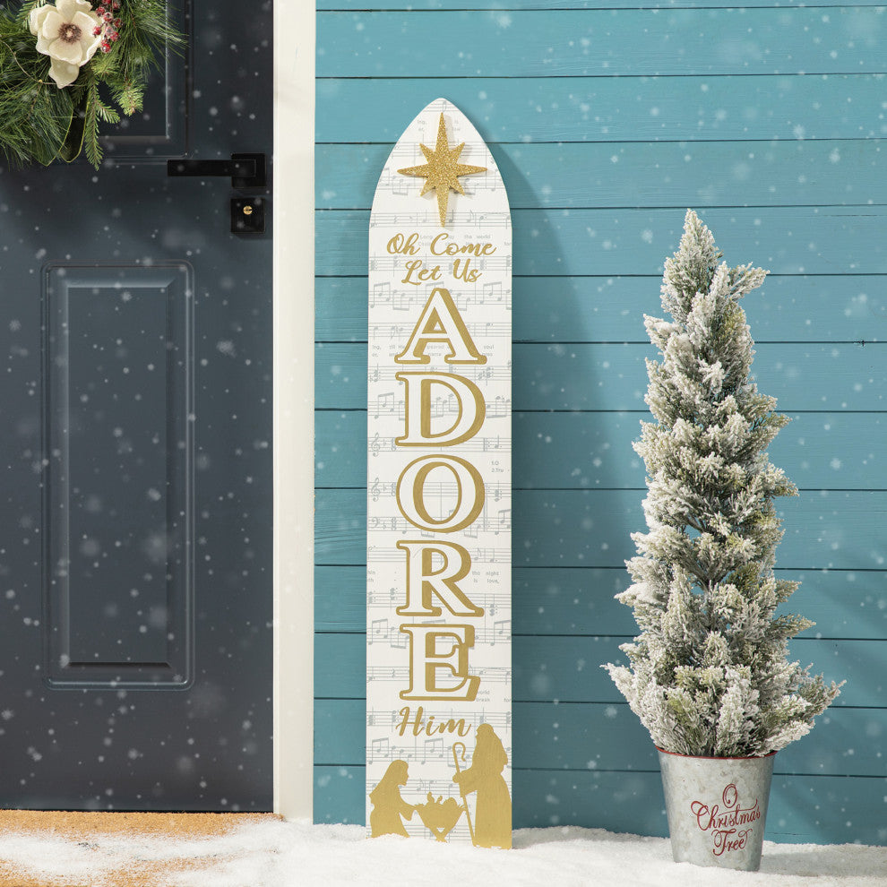 42"H Wood Nativity Porch Decor