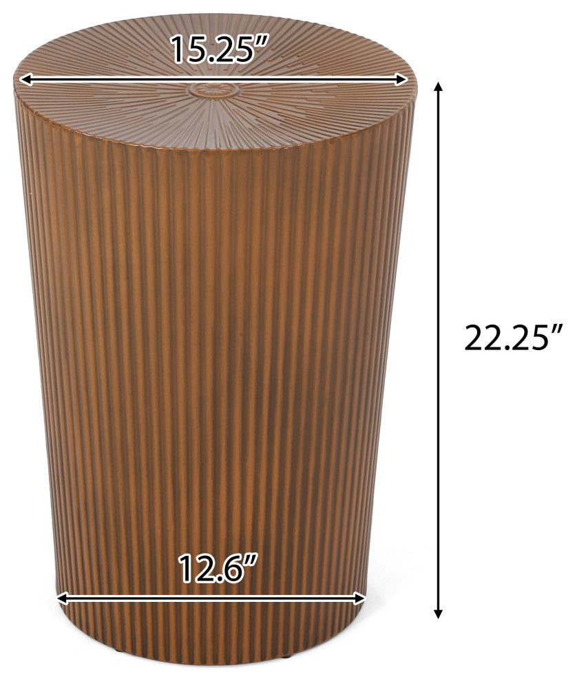 Pamsha Modern Iron Sunburst Side Table, Brushed Antique Bronze