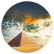 Egyptian Pyramid Under Cloudy Skies, Landscape Disc Metal Artwork, 23"