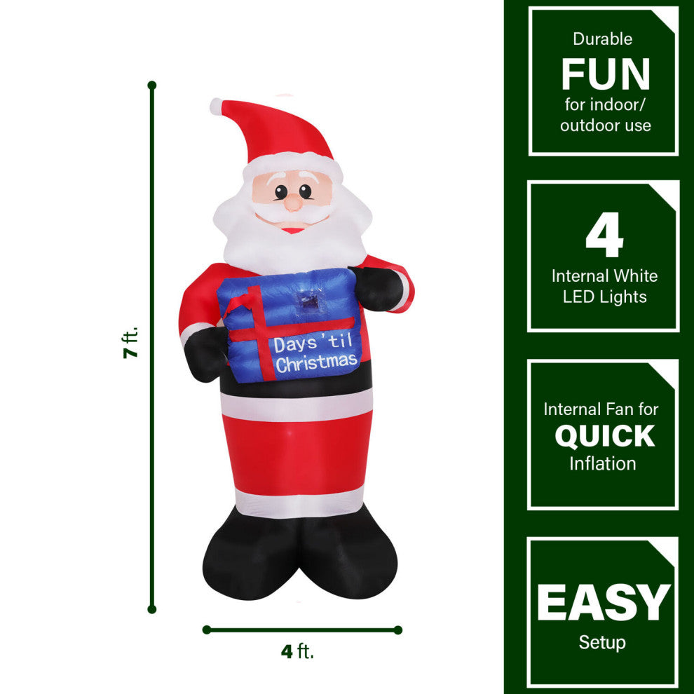 7-Ft. Pre-Lit Inflatable Santa Countdown
