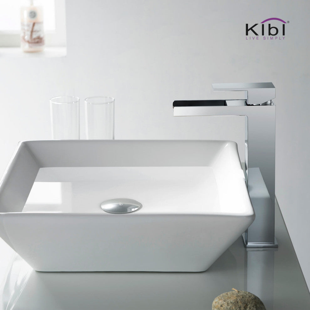 Waterfall Single Handle Vessel Sink Faucet KBF1005, Chrome, W/ Drain