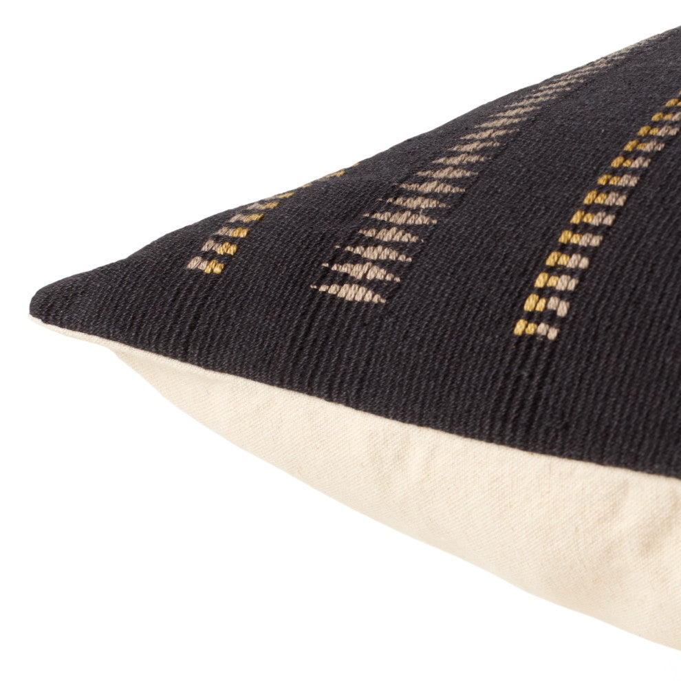 Jaipur Living Dzukou Tribal Black/Taupe Poly Fill Pillow 16"X24" Lumbar