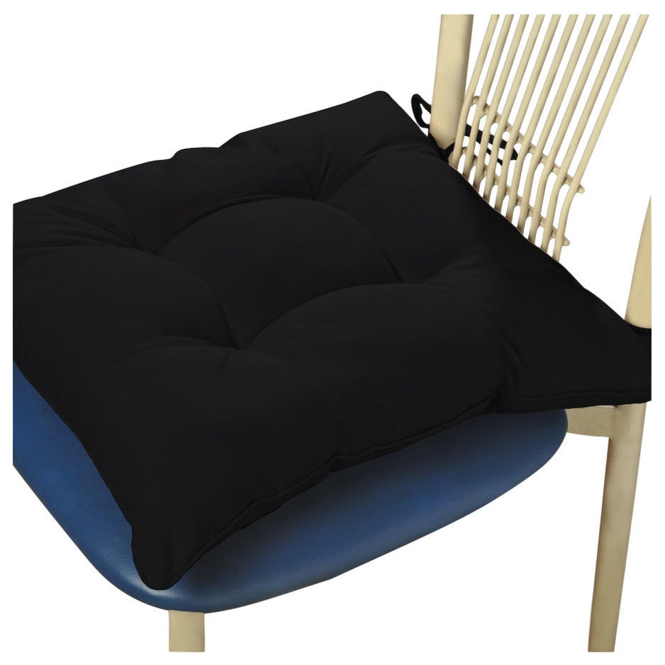 Lotus Home Water and Stain Resistant Chair Pad, 4 Pack, Black, 18" X 17"+3"