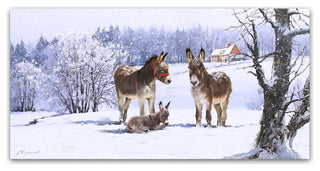 The Macneil Studio 'Donkeys in Snow' Canvas Art, 32"x16"