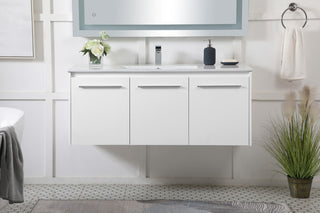 Single Bathroom Floating Vanity, White, 48"