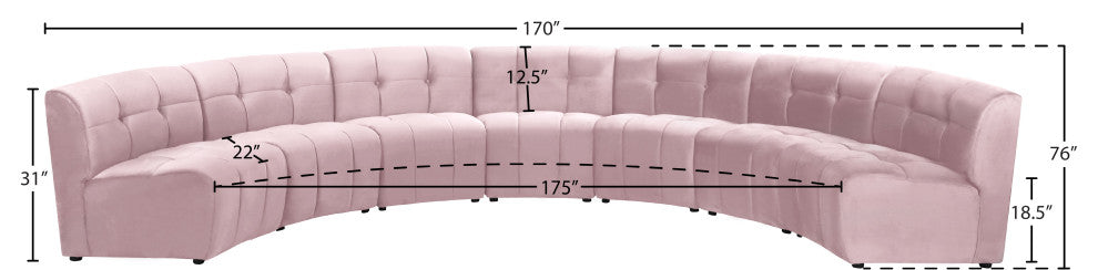 Limitless Velvet Upholstered 7-Piece Modular Sectional, Pink