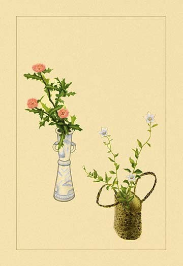 Thistle and Platycodon - Gallery Wrapped Canvas Art 28" x 42"
