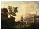"Mediterranean Harbor Scene" Paper Print by Pierre-Jacques Volaire, 26"x20"