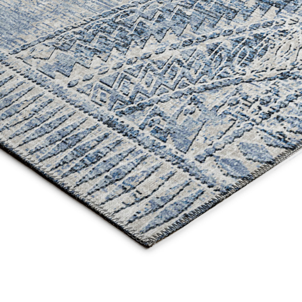 Indoor/Outdoor Sedona SN7 Indigo Machine Washable 6' x 6' Round Rug