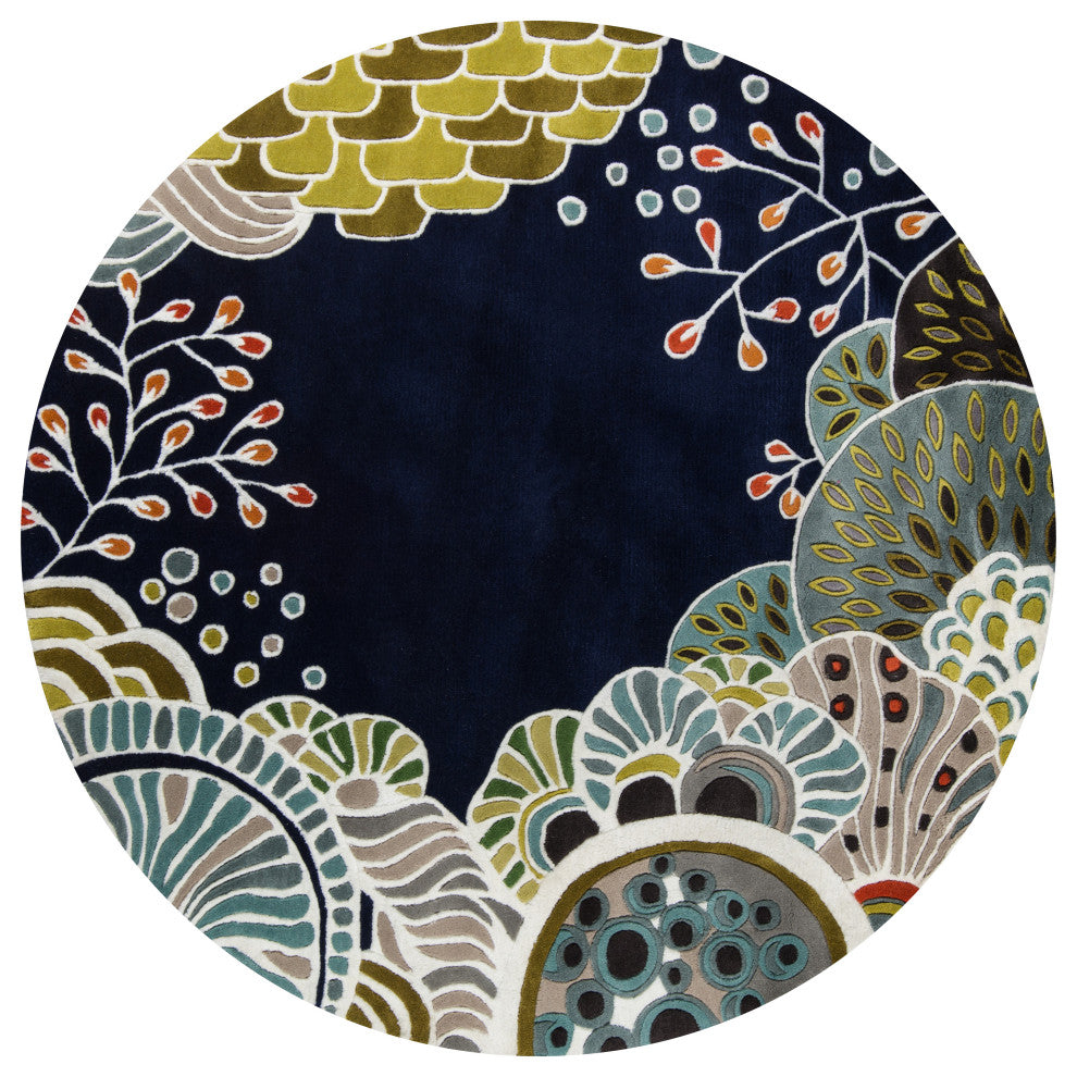Rug Momeni New Wave, NW146, Navy, 5'9"x5'9" Round, 33446