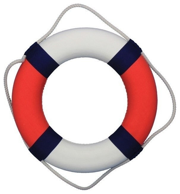 Lifering Life Preserver Decoration Nautical Bathroom Decor, White, 20", Patrioti