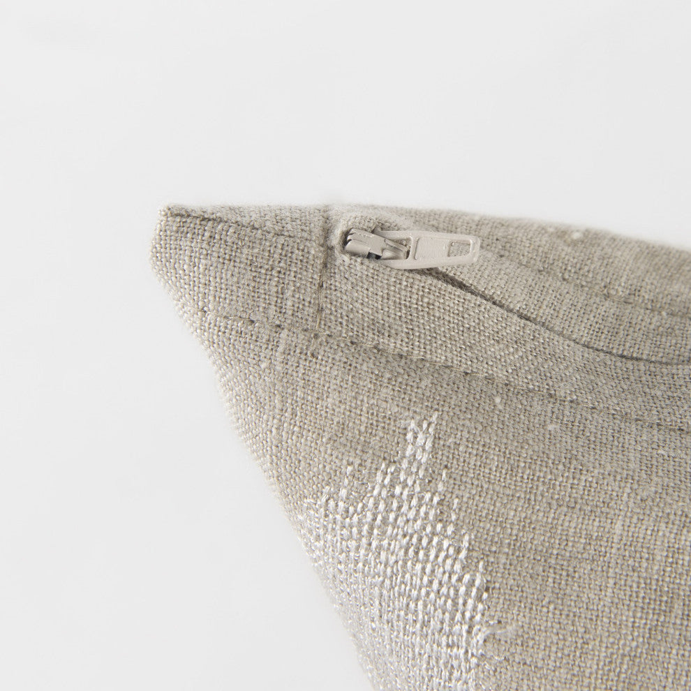 Beige and White Patterned Lumbar Pillow Cover
