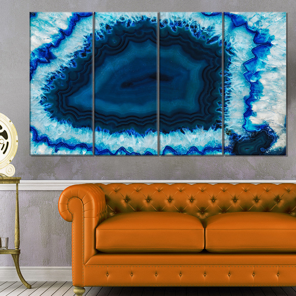 Brazilian Thunder Egg, Abstract Canvas Wall Art Print, 48"x28", 4 Panels
