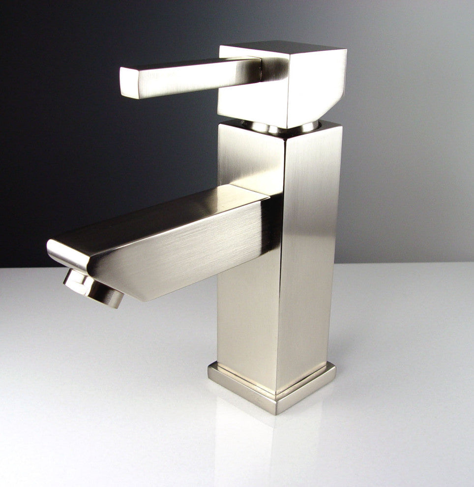 Fresca Versa Single Hole Mount Bathroom Vanity Faucet, Brushed Nickel