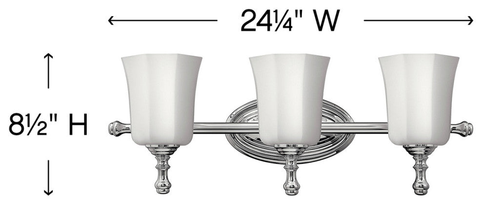 Hinkley Shelly Three Light Vanity, Chrome