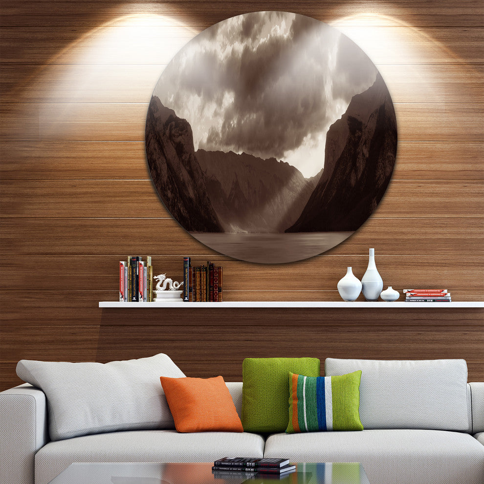 Banff National Park Panoramic View, Landscape Disc Metal Artwork, 11"