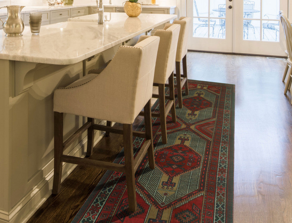 Fine Vintage Distressed Gulshane Red/Beige Runner, 3'6x11'0