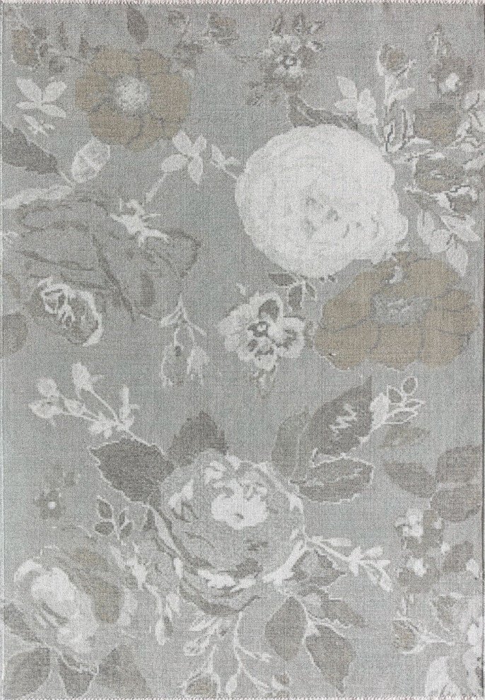 Serafina Fair Florals Floral Contemporary Gray Area Rug, 7'10"x10'0"
