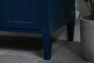 Home Living Vanity with Carrara White Marble Countertop, Blue, 36", Single Sink