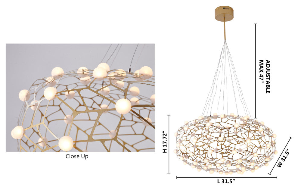 LED Chandelier, Gold