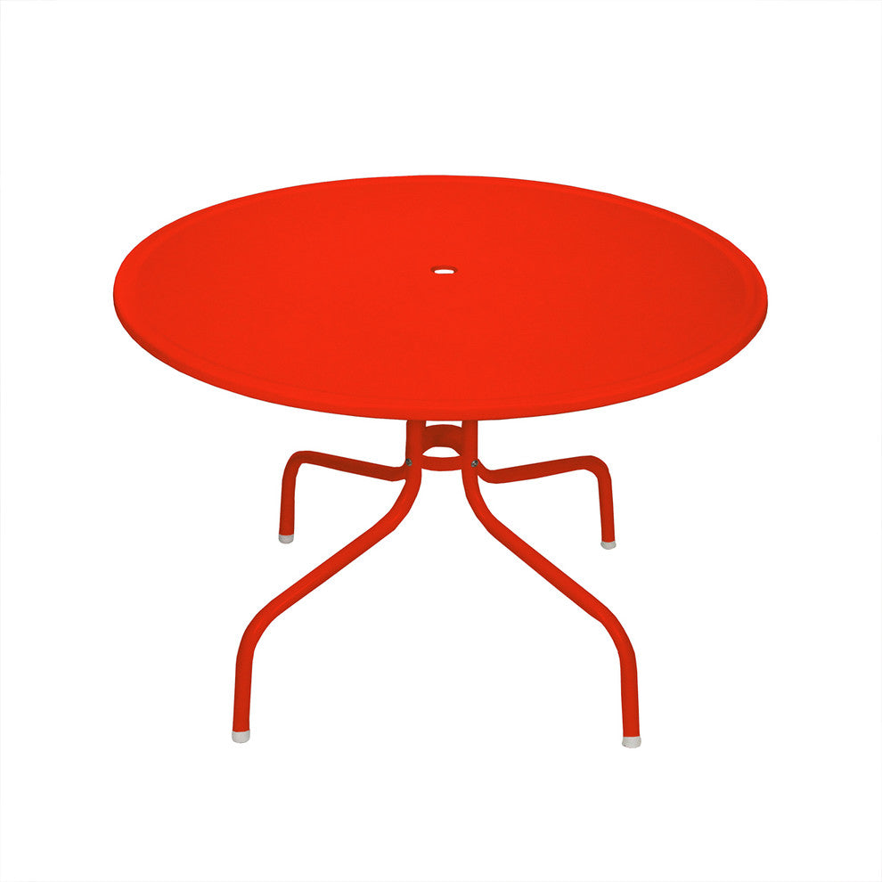 Retro Metal Tulip Outdoor Dining Table, Red, 39.25"