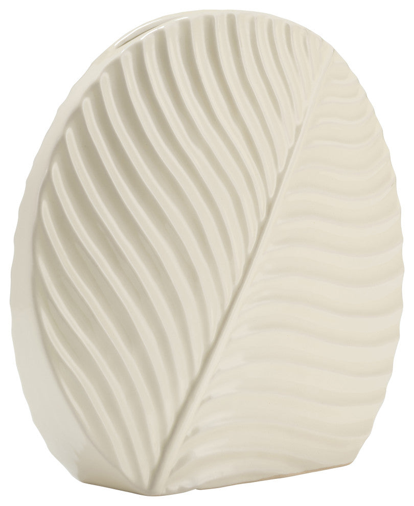 Ceramic 11" Round Botanical Vase, Cotton