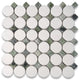 Thassos White Marble Round Mosaic Tile Sagano Vibrant Green Dots Honed, 1 sheet