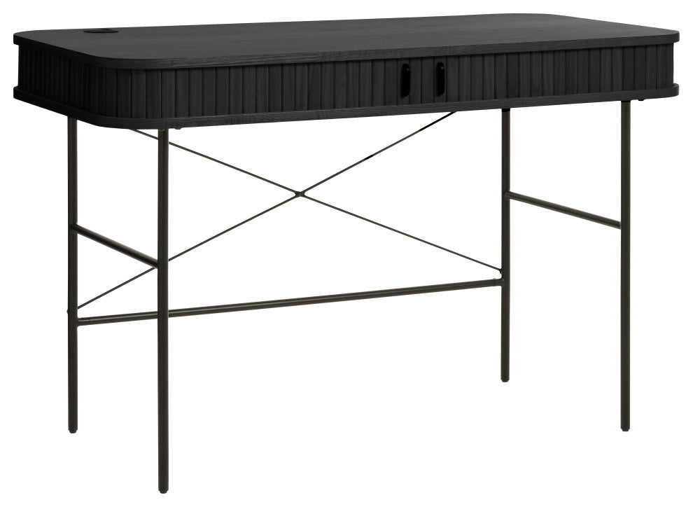 Mid-Century Modern Rounded Sliding Door Desk 47x24