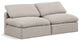 Indulge Upholstered Modular Sofa, Beige, 2-Piece: 2 Armless Chair, Down Stuffed Linen Textured Fabric