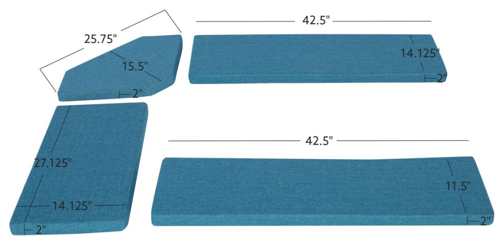 Linon Polyester Cushion Set for Chelsea Nook in Blue (Nook NOT Included)