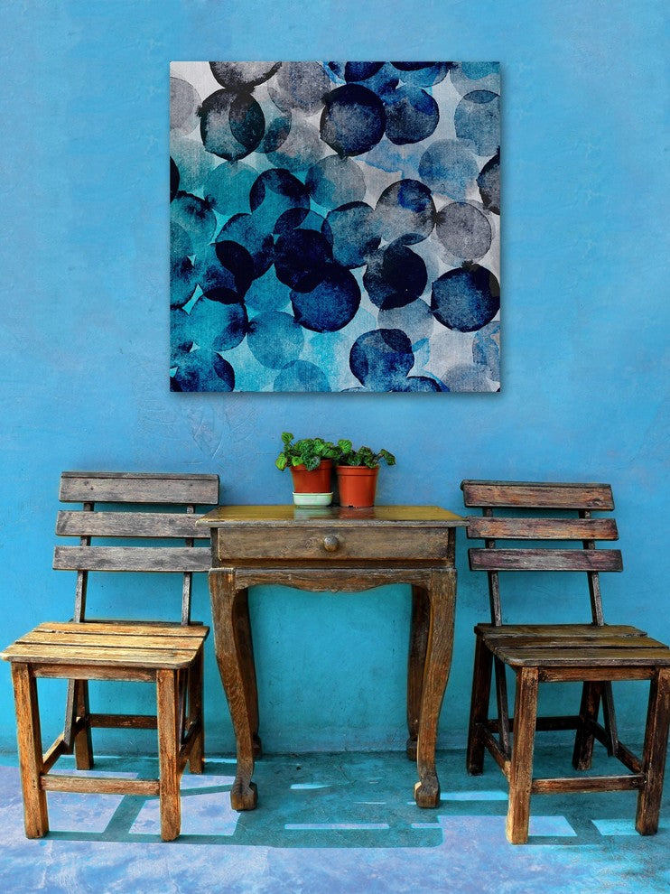 "Indigo Bubbles" Painting Print on Wrapped Canvas