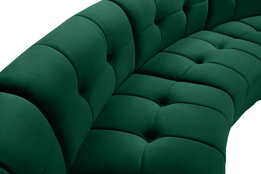 Limitless Velvet Upholstered 9-Piece Modular Sectional, Green
