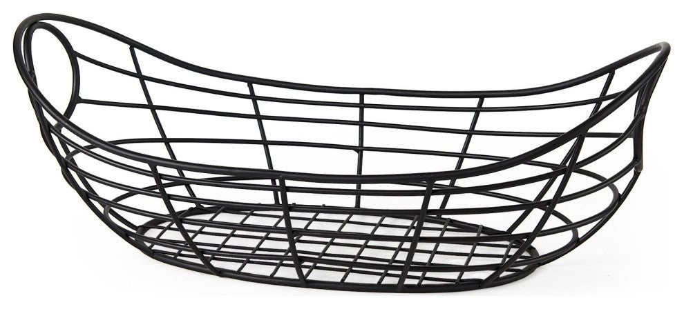 Black Metal Boat Shaped Basket