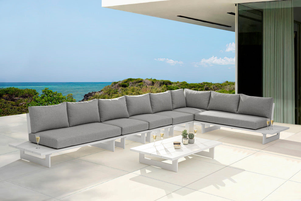 Maldives Grey Water Resistant Fabric Outdoor Patio Modular Sectional